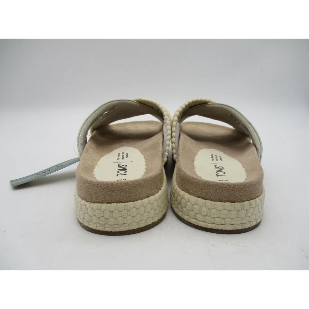 Toms Sandals Womens 9 Paloma Iridescent Leather Slide Casual‎ Silver Comfort New